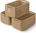 3 Pack Small Storage Baskets for Organizing, 11.8×7.8×5.1", Brown