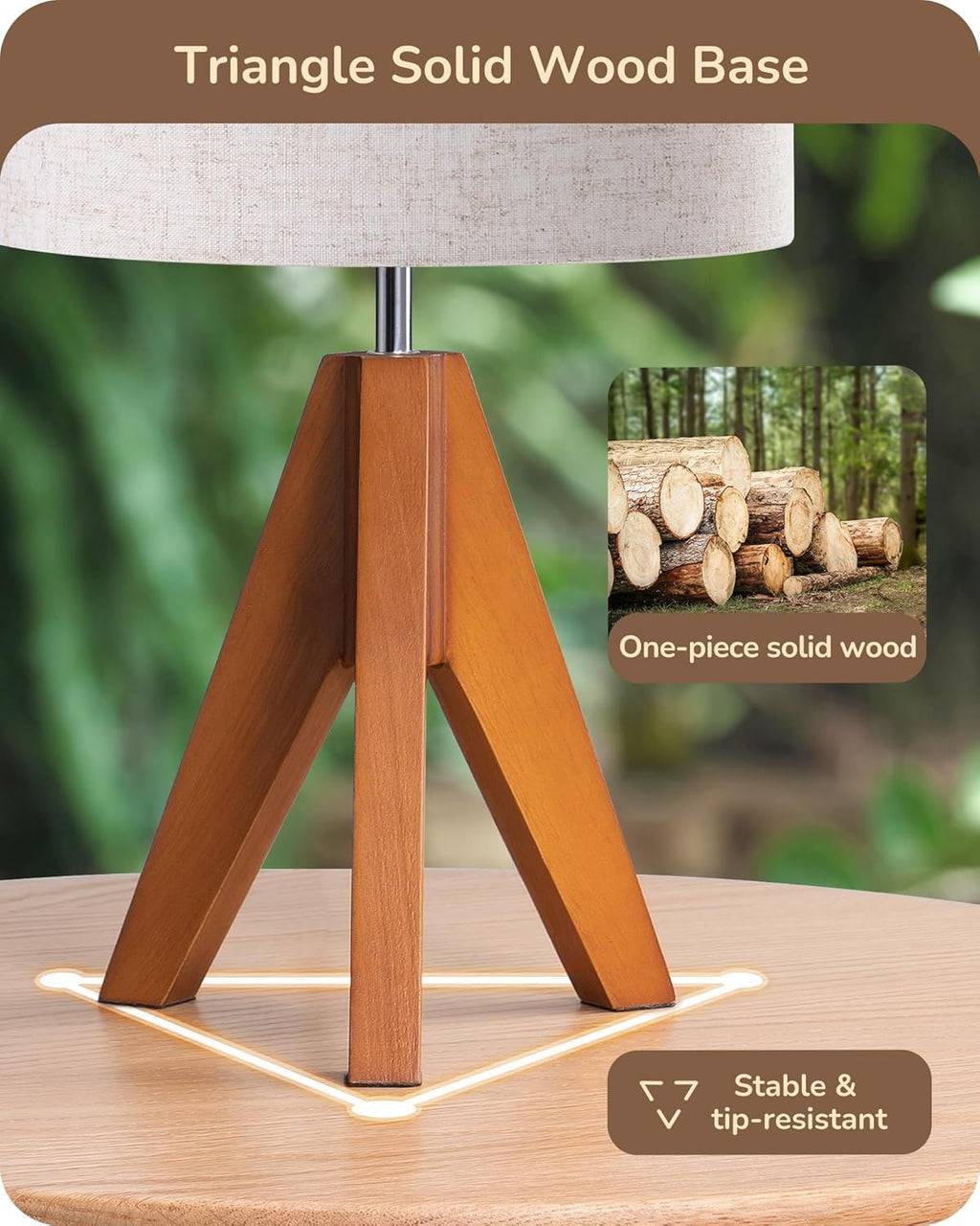 Tripod Table Lamp, Small Cute Bedside Lamp, 14.2 Inch, E26 Base
