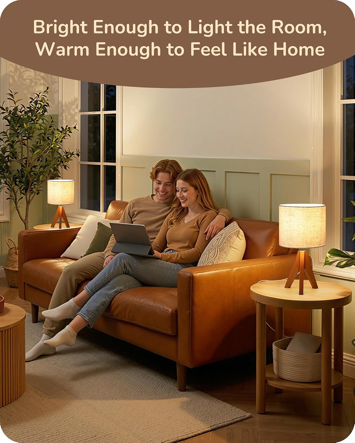 Tripod Table Lamp, Small Cute Bedside Lamp, 14.2 Inch, E26 Base