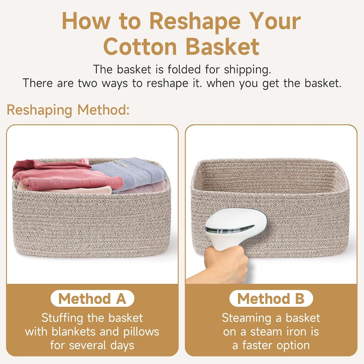 3 Pack Small Storage Baskets for Organizing, 11.8×7.8×5.1", Brown